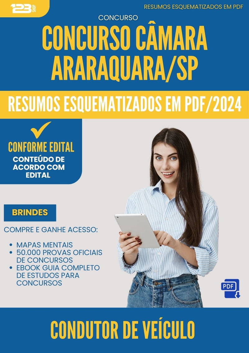 Resumos Esquematizados para Concurso Condutor De Veiculo Camara da Prefeitura Araraquara Sp 2025 - Conteúdo de Acordo com Edital