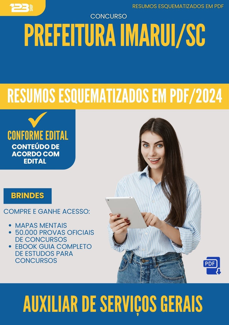 Resumos Esquematizados para Concurso Auxiliar De Servicos Gerais da Prefeitura Imarui Sc 2025 - Conteúdo de Acordo com Edital