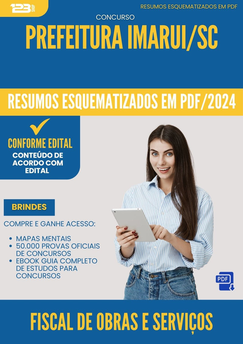 Resumos Esquematizados para Concurso Fiscal De Obras E Servicos Urbanos da Prefeitura Imarui Sc 2025 - Conteúdo de Acordo com Edital