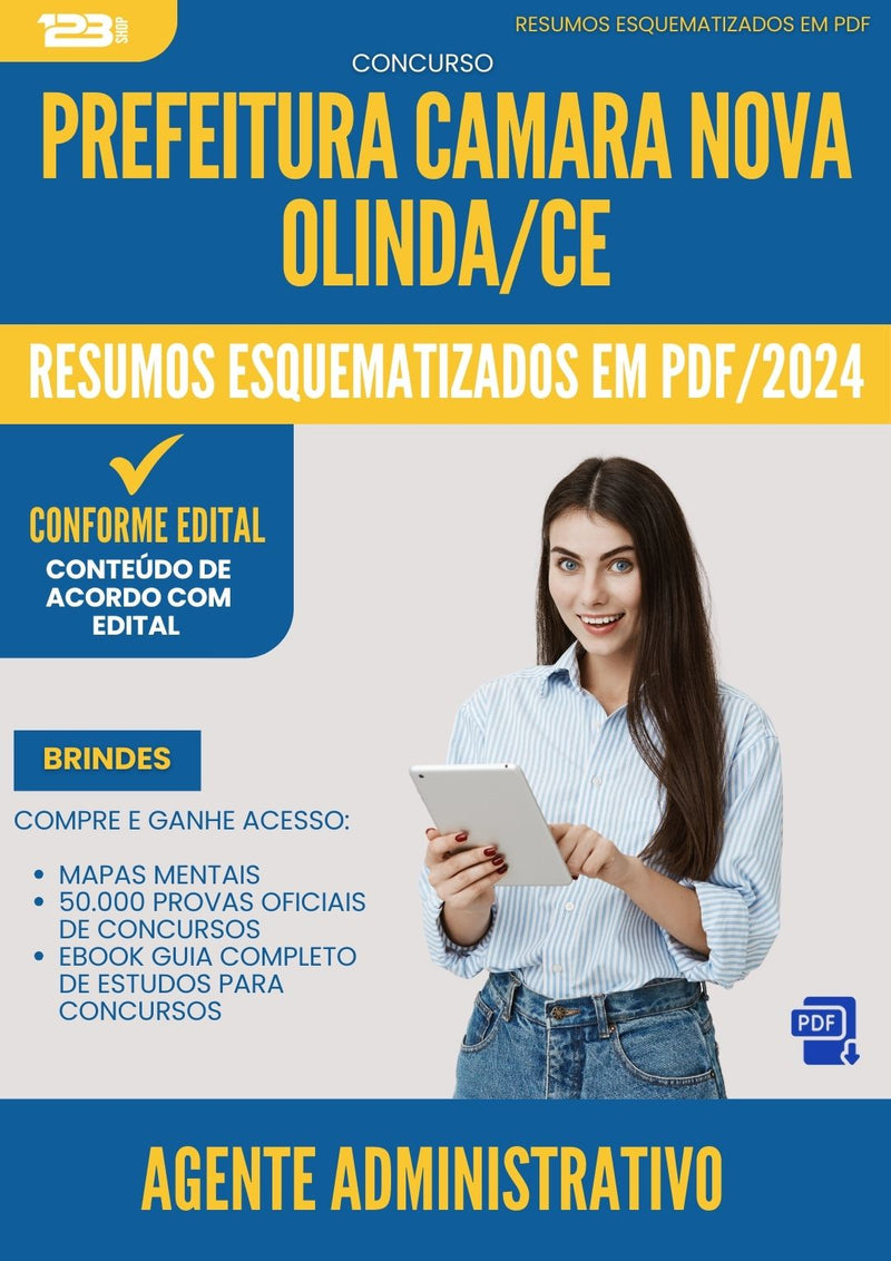 Resumos Esquematizados para Concurso Agente Administrativo Camara da Prefeitura Nova Olinda Ce 2025 - Conteúdo de Acordo com Edital