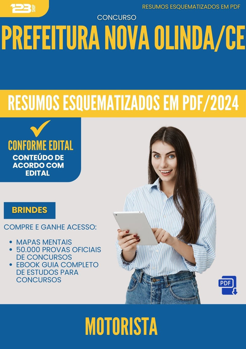 Resumos Esquematizados para Concurso Motorista da Prefeitura Nova Olinda Ce 2025 - Conteúdo de Acordo com Edital