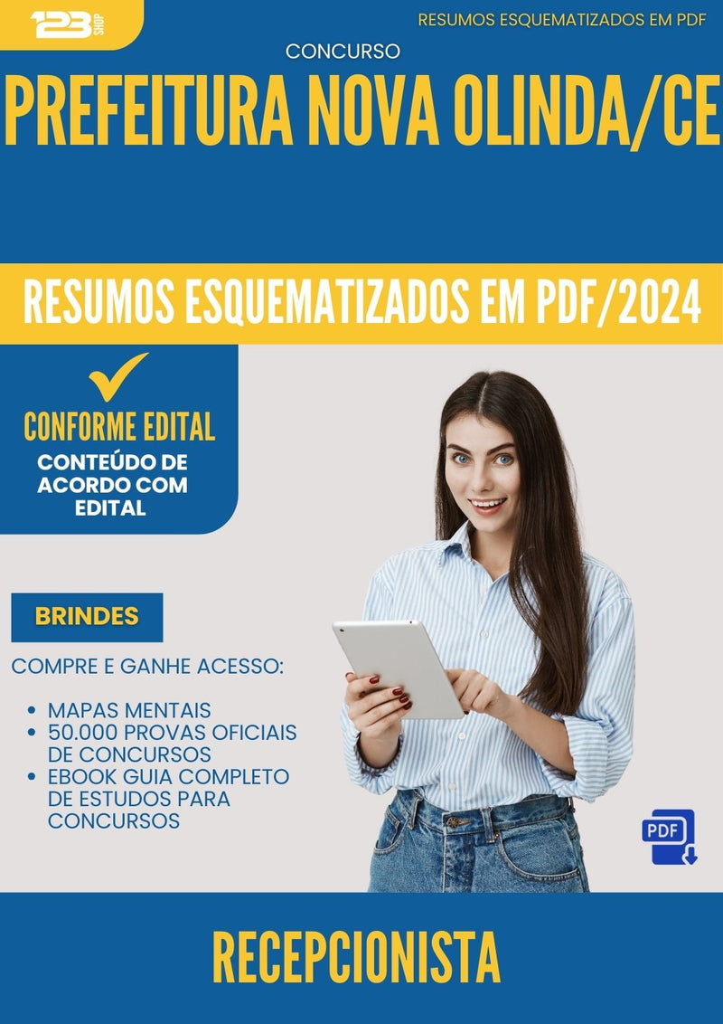 Resumos Esquematizados para Concurso Recepcionista da Prefeitura Nova Olinda Ce 2025 - Conteúdo de Acordo com Edital