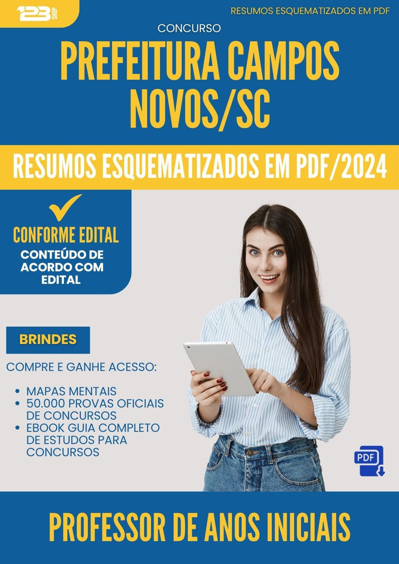 Resumos Esquematizados para Concurso Professor De Anos Iniciais da Prefeitura Campos Novos Sc 2025 - Conteúdo de Acordo com Edital