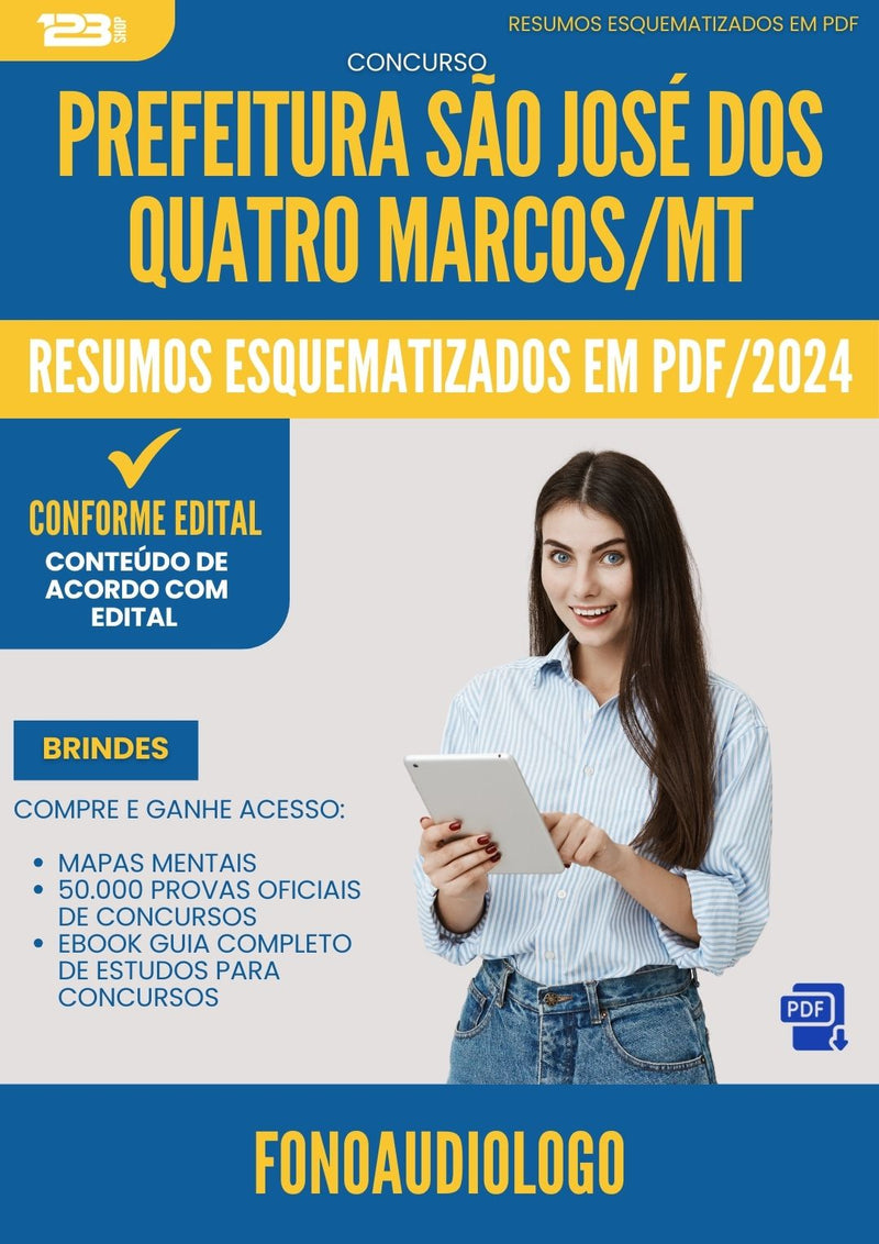 Resumos Esquematizados para Concurso Fonoaudiologo da Prefeitura Sao Jose Dos Quatro Marcos Mt 2025 - Conteúdo de Acordo com Edital