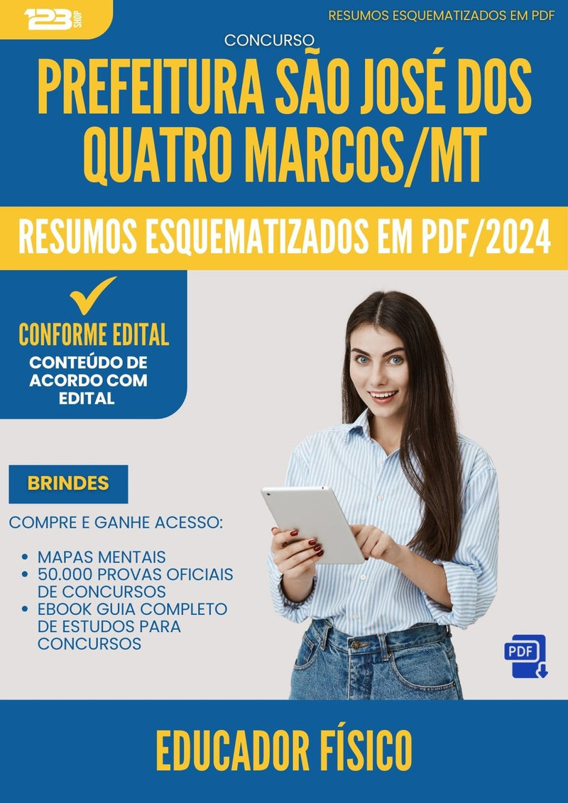 Resumos Esquematizados para Concurso Educador Fisico da Prefeitura Sao Jose Dos Quatro Marcos Mt 2025 - Conteúdo de Acordo com Edital