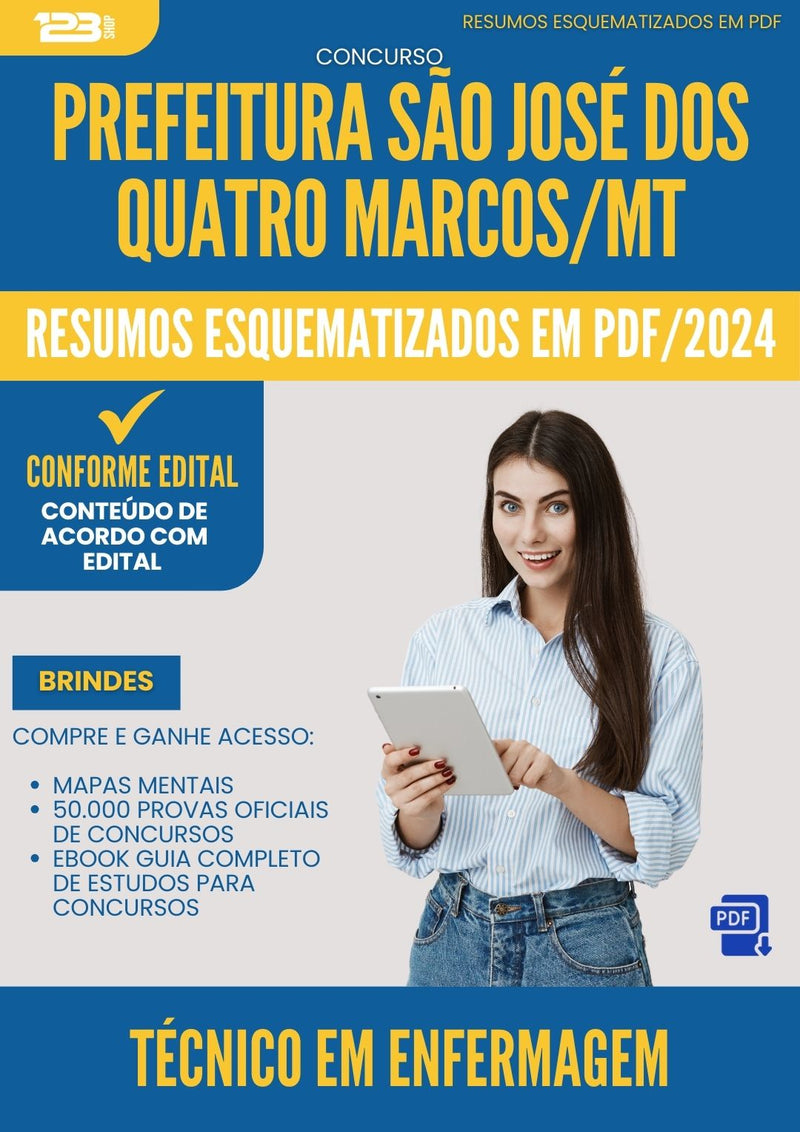 Resumos Esquematizados para Concurso Tecnico Em Enfermagem da Prefeitura Sao Jose Dos Quatro Marcos Mt 2025 - Conteúdo de Acordo com Edital
