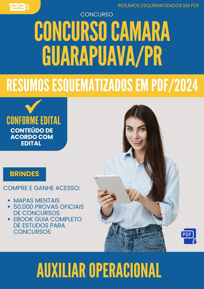 Resumos Esquematizados para Concurso Auxiliar Operacional Camara da Prefeitura Guarapuava Pr 2025 - Conteúdo de Acordo com Edital