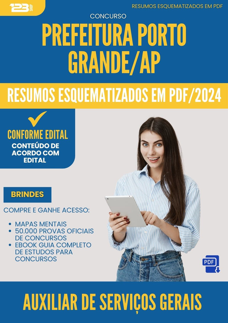 Resumos Esquematizados para Concurso Auxiliar De Servicos Gerais da Prefeitura Porto Grande Ap 2025 - Conteúdo de Acordo com Edital