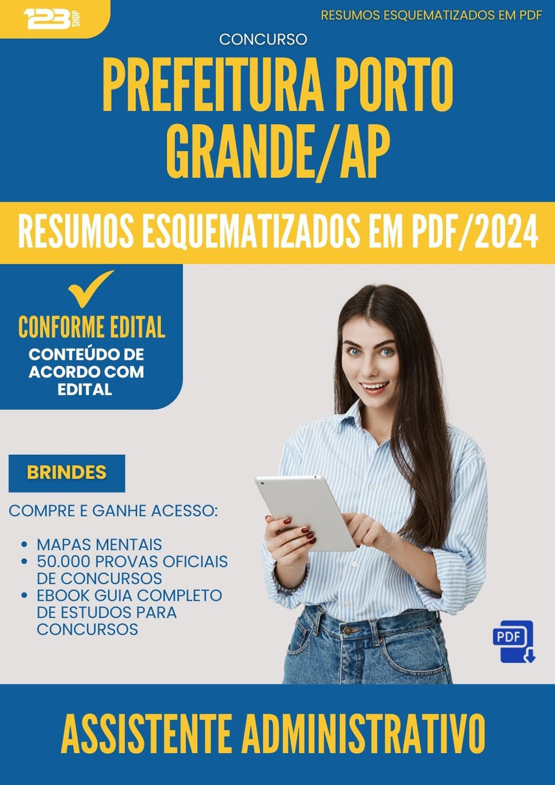 Resumos Esquematizados para Concurso Assistente Administrativo da Prefeitura Porto Grande Ap 2025 - Conteúdo de Acordo com Edital