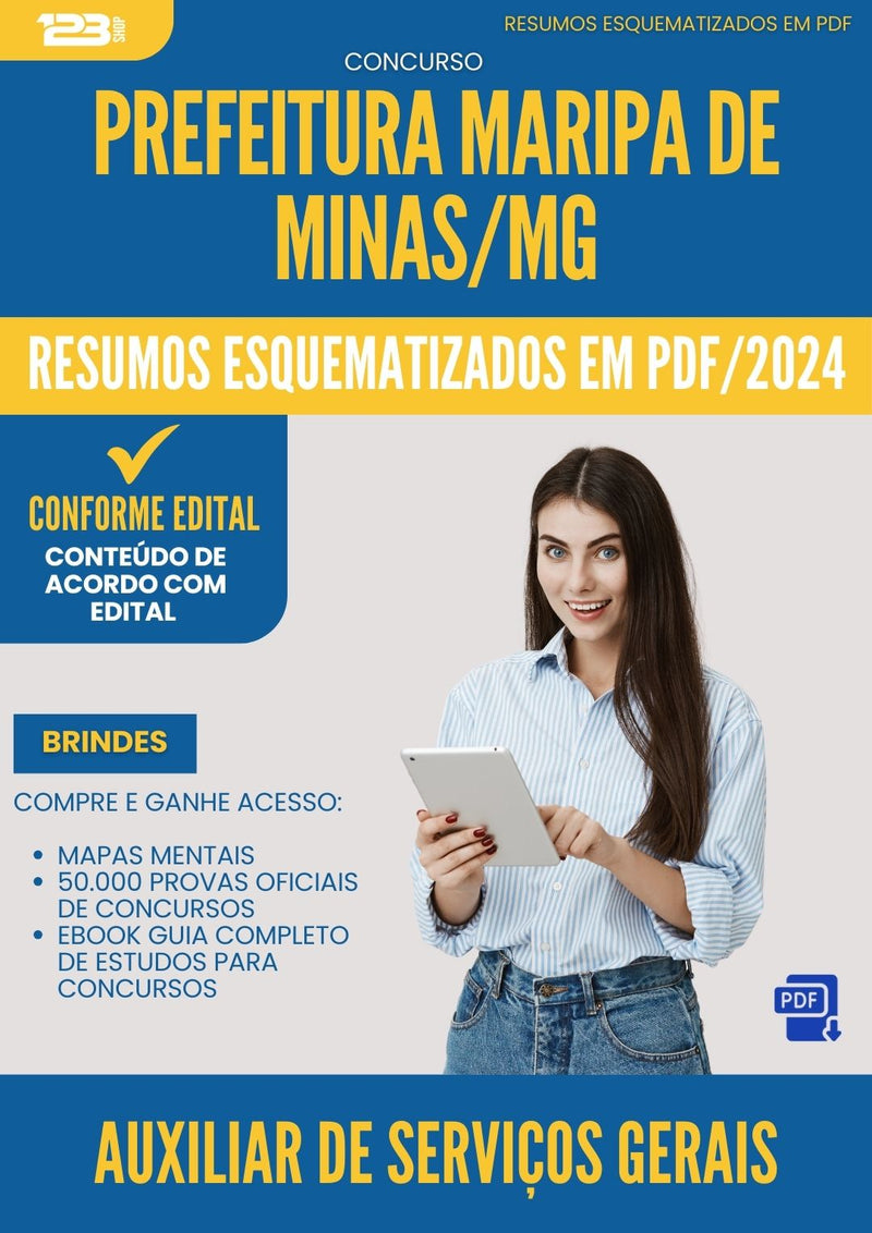 Resumos Esquematizados para Concurso Auxiliar De Servicos Gerais da Prefeitura Maripa De Minas Mg 2025 - Conteúdo de Acordo com Edital