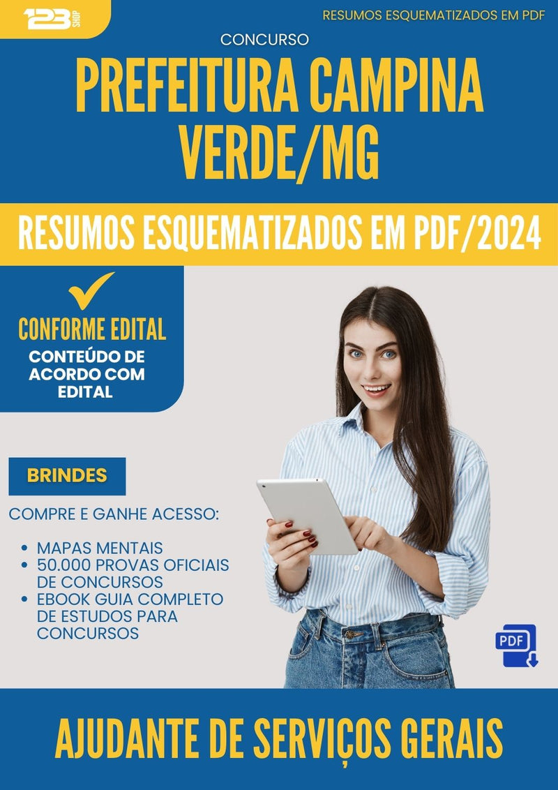 Resumos Esquematizados para Concurso Ajudante De Servicos Gerais da Prefeitura Campina Verde Mg 2025 - Conteúdo de Acordo com Edital
