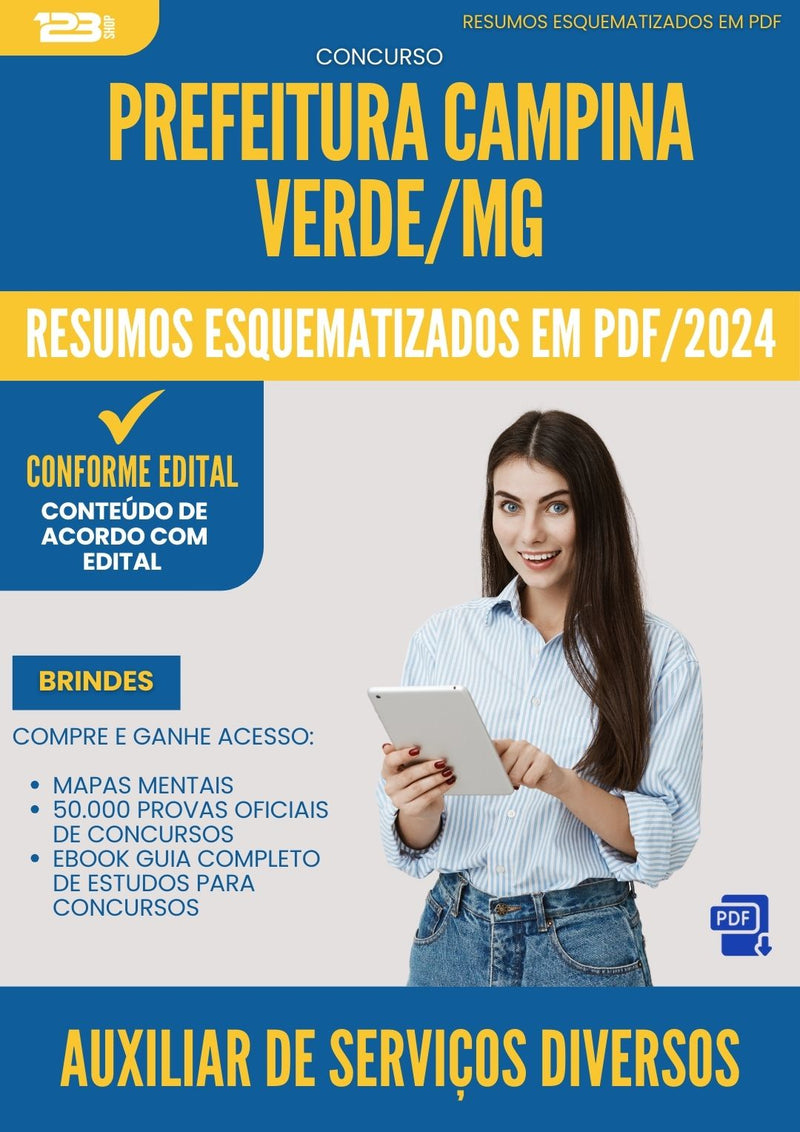 Resumos Esquematizados para Concurso Auxiliar De Servicos Diversos da Prefeitura Campina Verde Mg 2025 - Conteúdo de Acordo com Edital