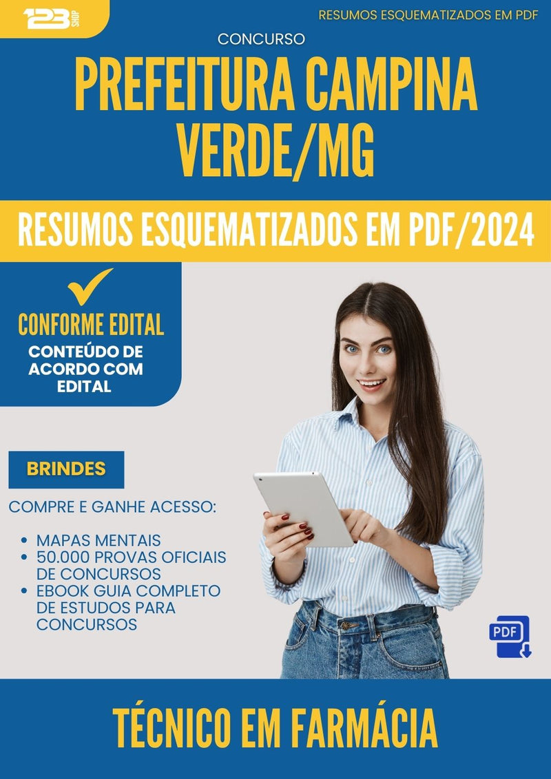 Resumos Esquematizados para Concurso Tecnico Em Farmacia da Prefeitura Campina Verde Mg 2025 - Conteúdo de Acordo com Edital