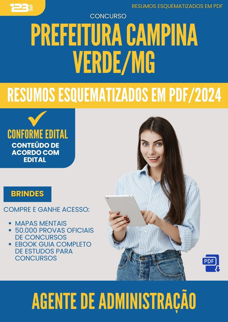 Resumos Esquematizados para Concurso Agente De Administracao da Prefeitura Campina Verde Mg 2025 - Conteúdo de Acordo com Edital