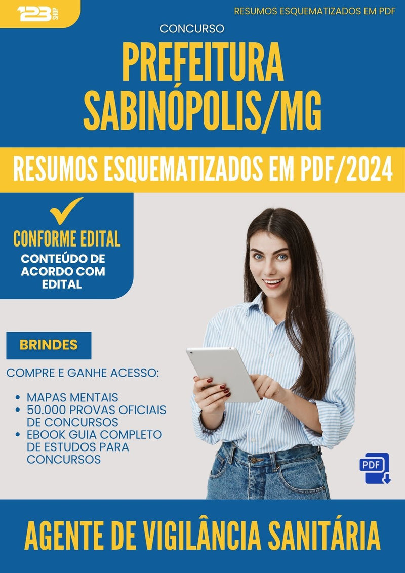 Resumos Esquematizados para Concurso Agente De Vigilancia Sanitaria da Prefeitura Sabinopolis Mg 2025 - Conteúdo de Acordo com Edital