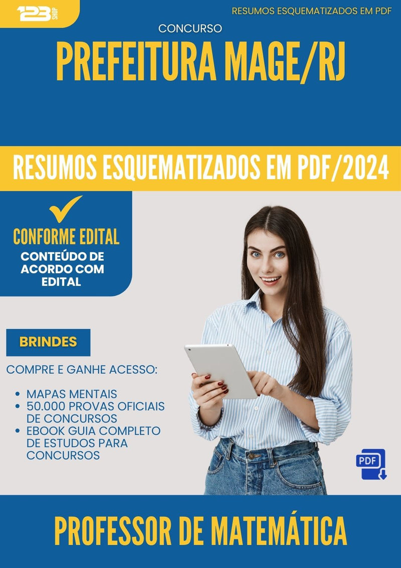 Resumos Esquematizados para Concurso Professor De Matematica da Prefeitura Mage Rj 2025 - Conteúdo de Acordo com Edital