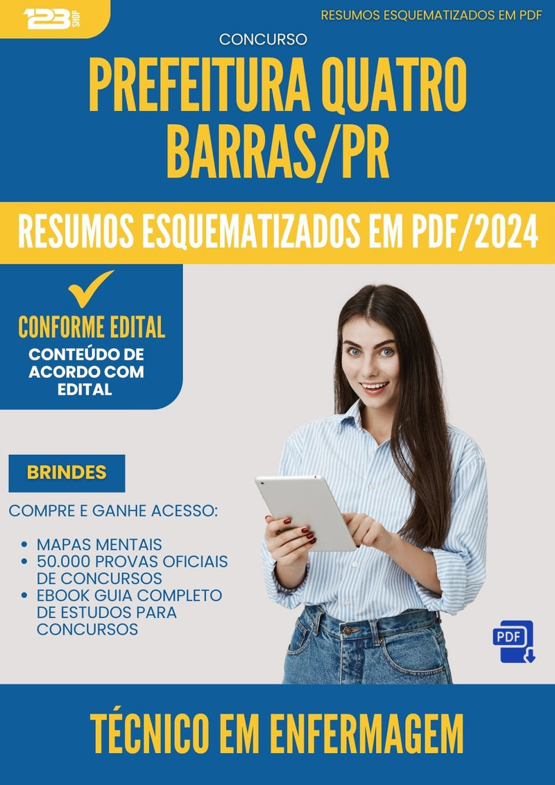 Resumos Esquematizados para Concurso Tecnico Em Enfermagem Quatro da Prefeitura Barras Pr 2025 - Conteúdo de Acordo com Edital