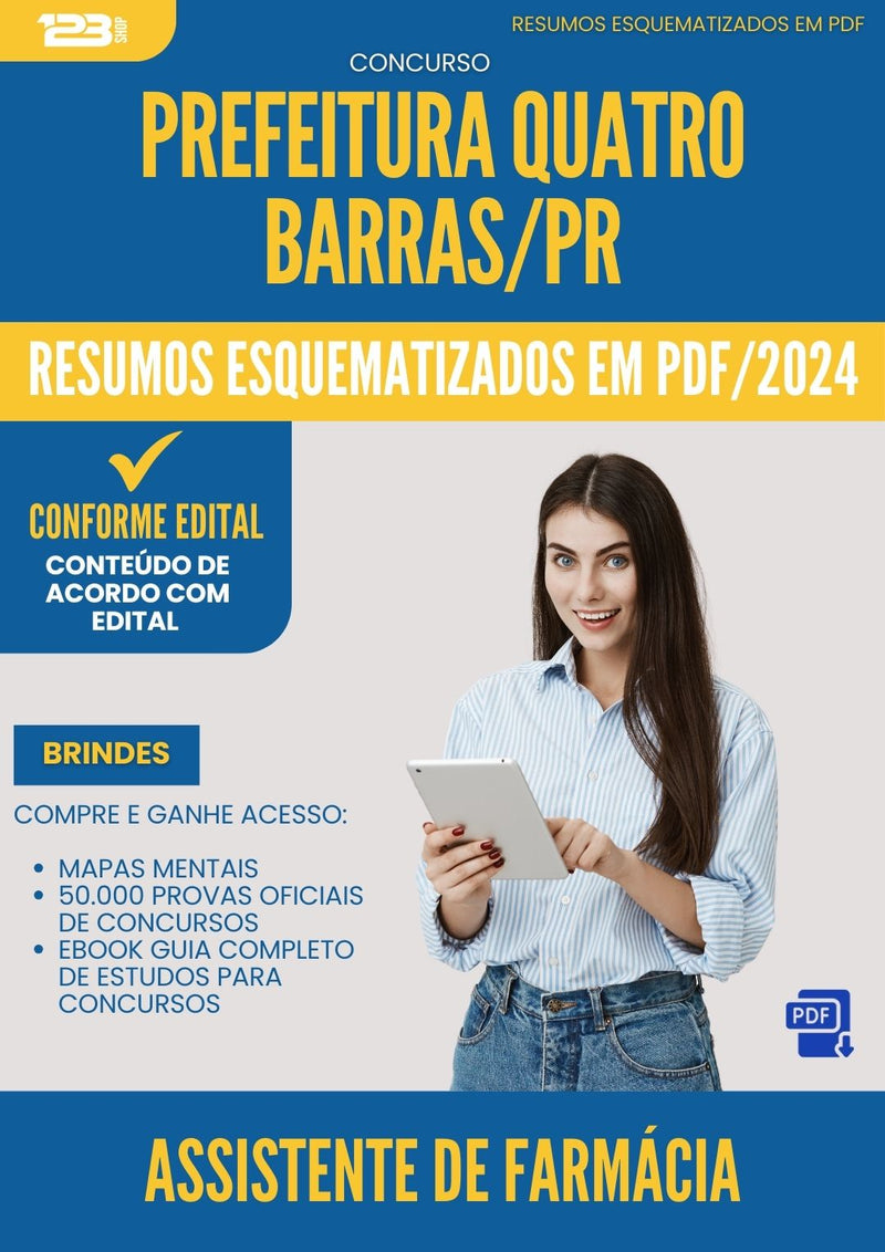 Resumos Esquematizados para Concurso Assistente De Farmacia Quatro da Prefeitura Barras Pr 2025 - Conteúdo de Acordo com Edital