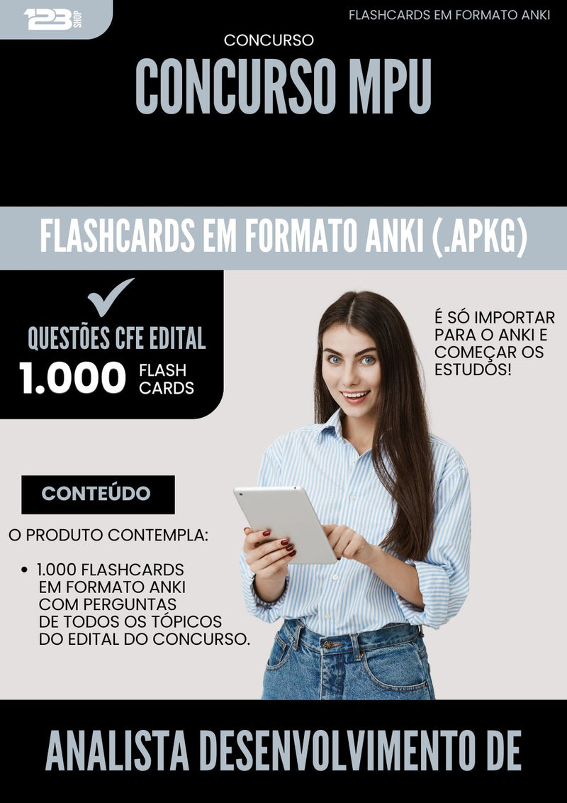 Flashcards para Concurso Analista Desenvolvimento De Sistemas Mpu 2025 - 1.000 Flashcards de Acordo com Edital