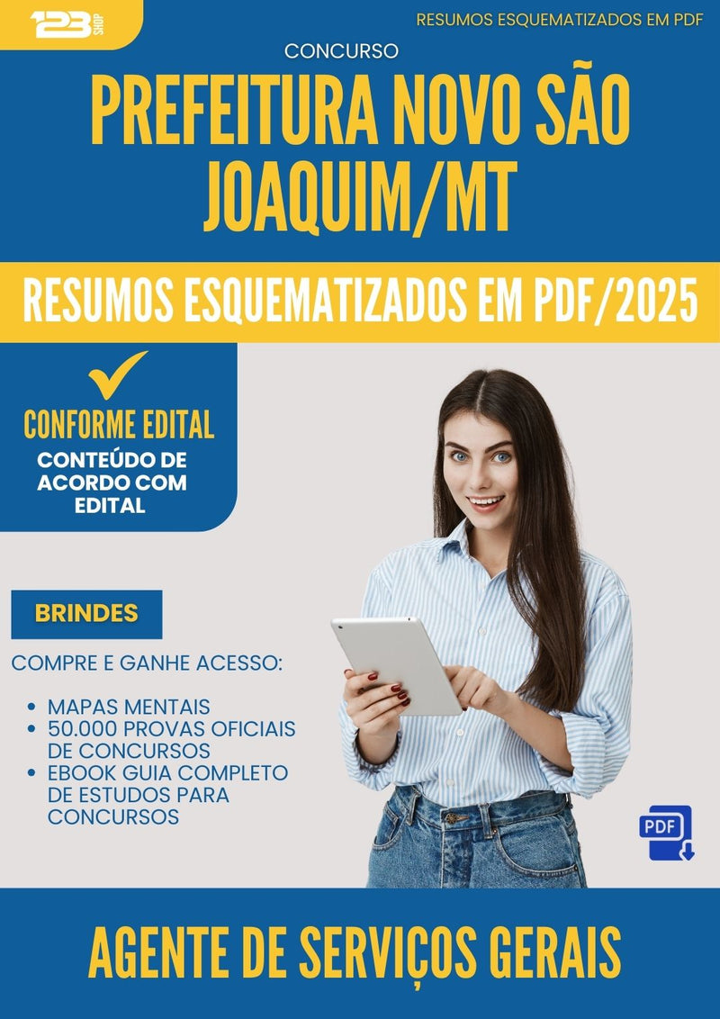 Resumos Esquematizados para Concurso Agente De Servicos Gerais da Prefeitura Novo Sao Joaquim Mt 2025 - Conteúdo de Acordo com Edital