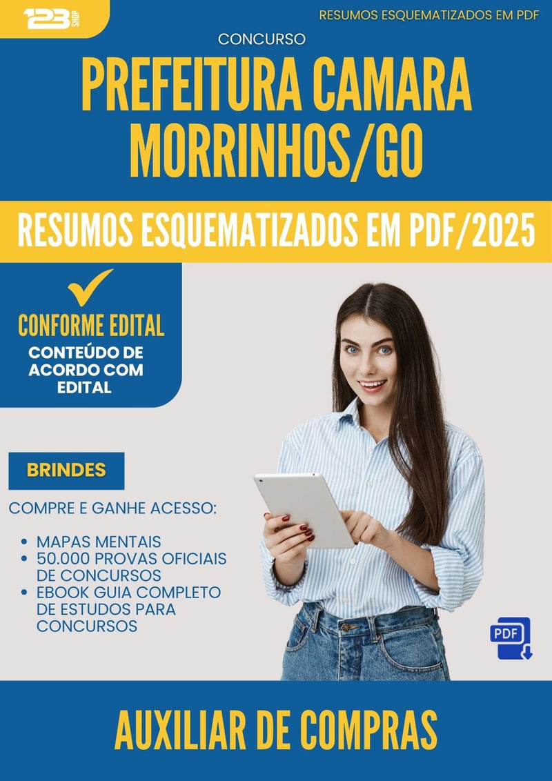 Resumos Esquematizados para Concurso Auxiliar De Compras Camara da Prefeitura Morrinhos Go 2025 - Conteúdo de Acordo com Edital