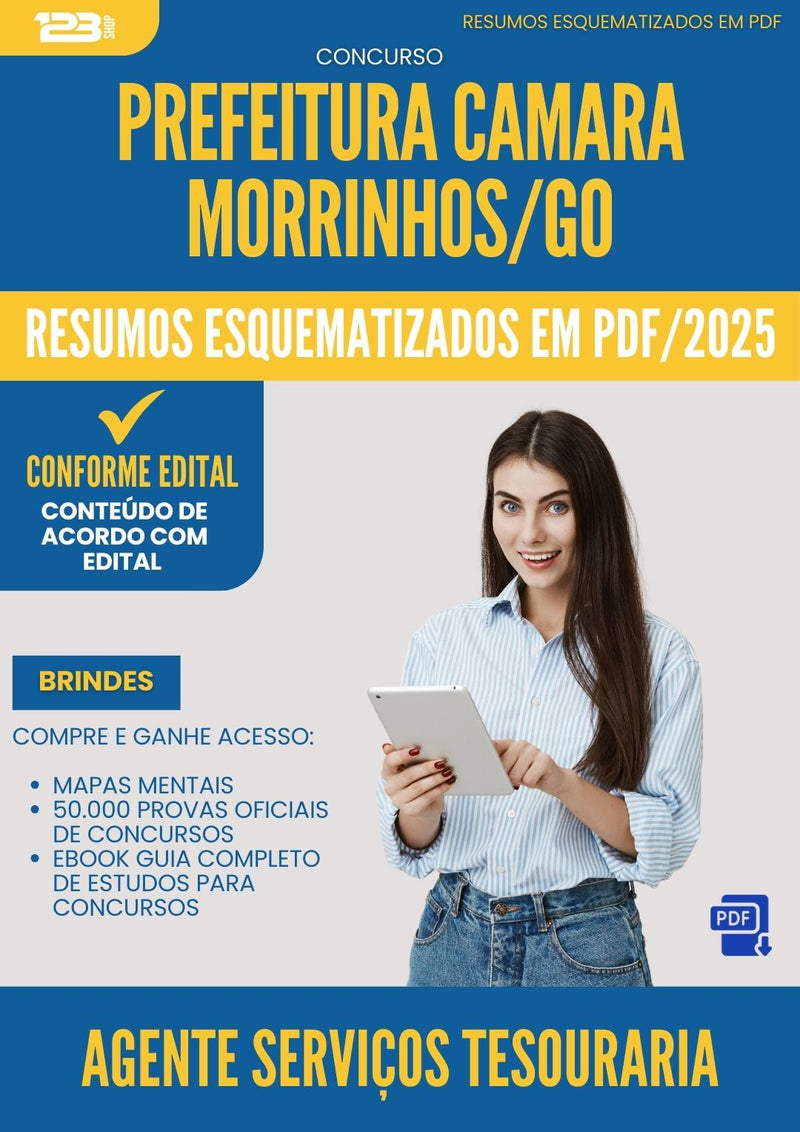Resumos Esquematizados para Concurso Agente Servicos Tesouraria Camara da Prefeitura Morrinhos Go 2025 - Conteúdo de Acordo com Edital