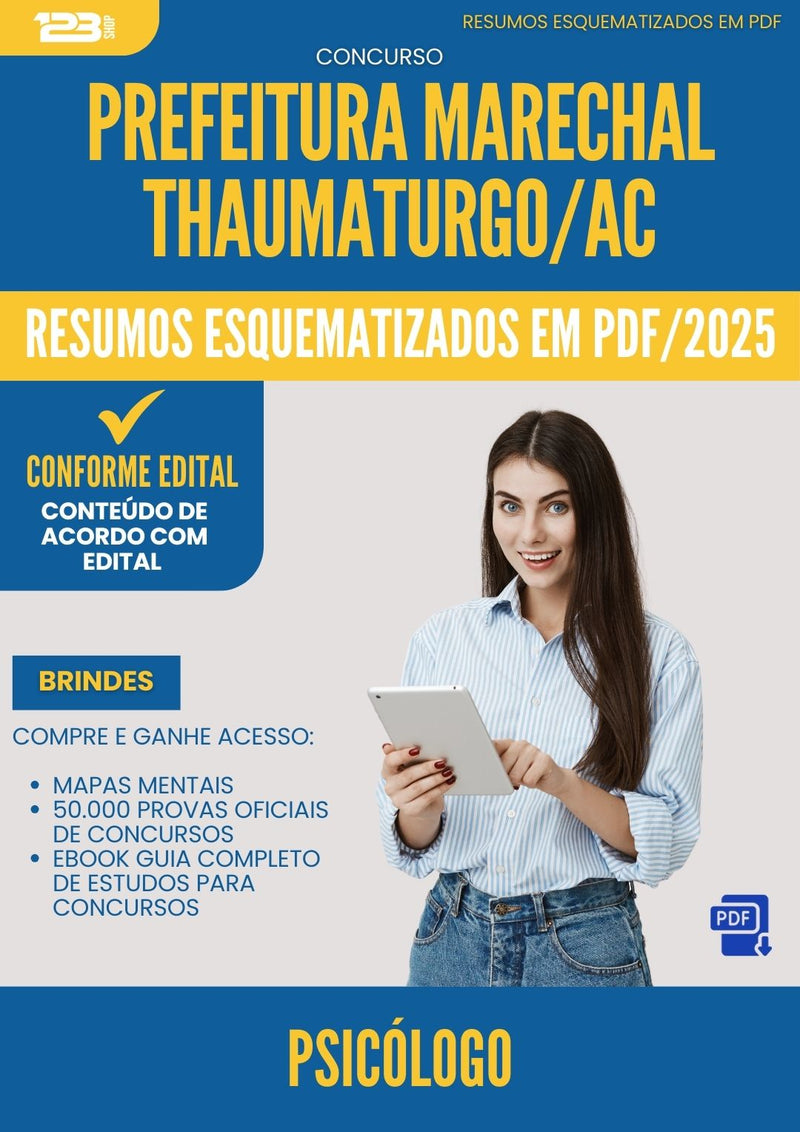 Resumos Esquematizados para Concurso Psicologo da Prefeitura Marechal Thaumaturgo Ac 2025 - Conteúdo de Acordo com Edital
