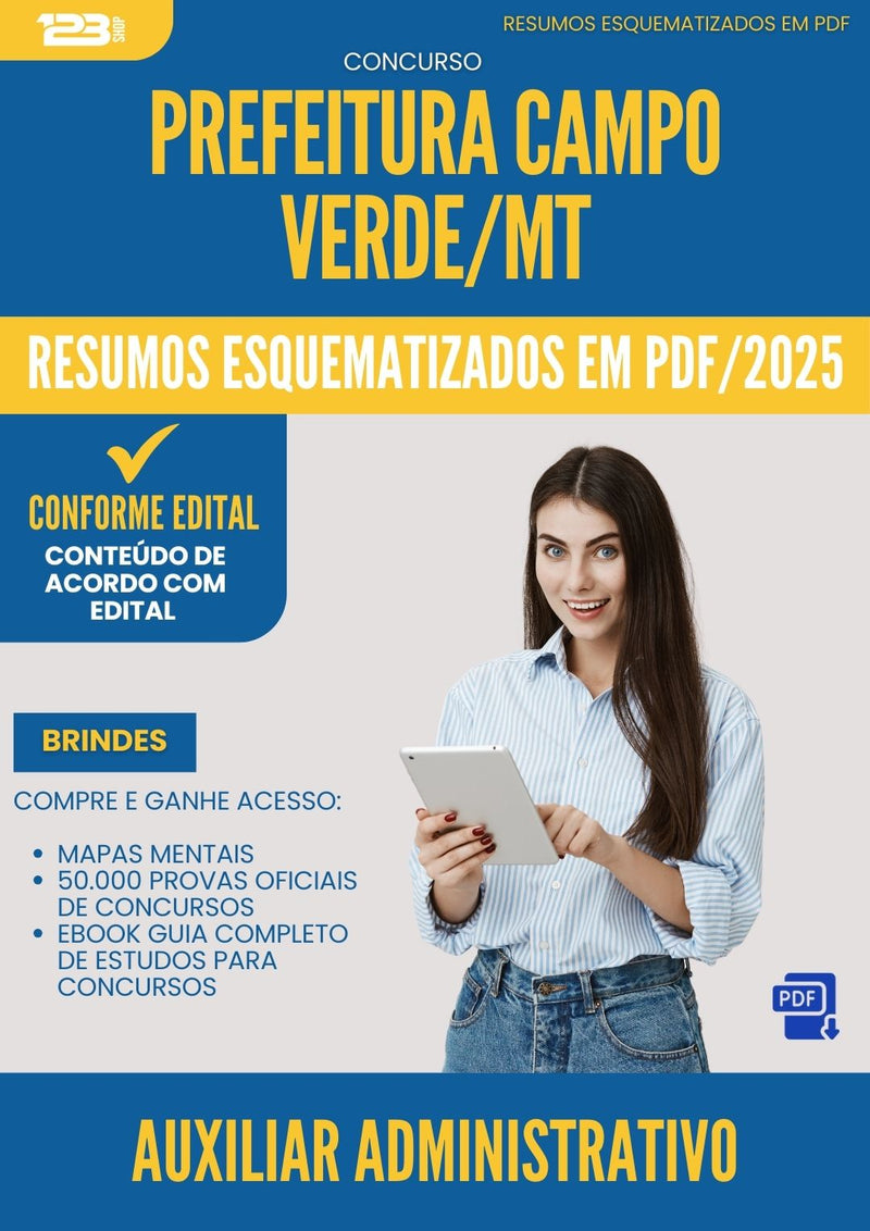 Resumos Esquematizados para Concurso Auxiliar Administrativo da Prefeitura Campo Verde Mt 2025 - Conteúdo de Acordo com Edital