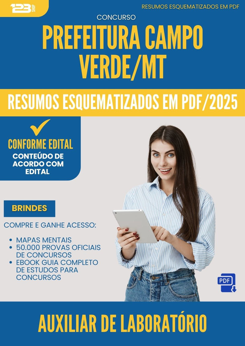 Resumos Esquematizados para Concurso Auxiliar De Laboratorio da Prefeitura Campo Verde Mt 2025 - Conteúdo de Acordo com Edital