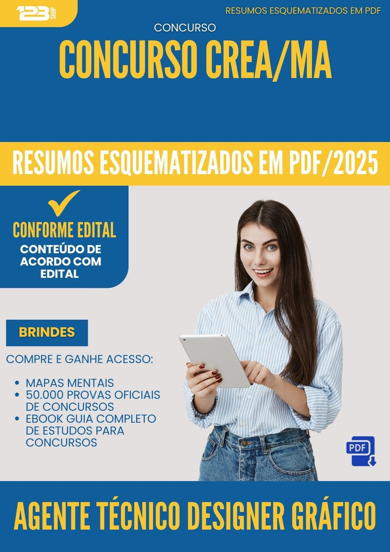 Resumos Esquematizados para Concurso Agente Tecnico Informatica Crea Ma 2025 - Conteúdo de Acordo com Edital