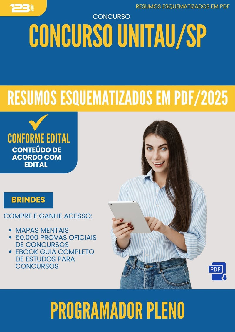 Resumos Esquematizados para Concurso Programador Pleno Unitau Sp 2025 - Conteúdo de Acordo com Edital