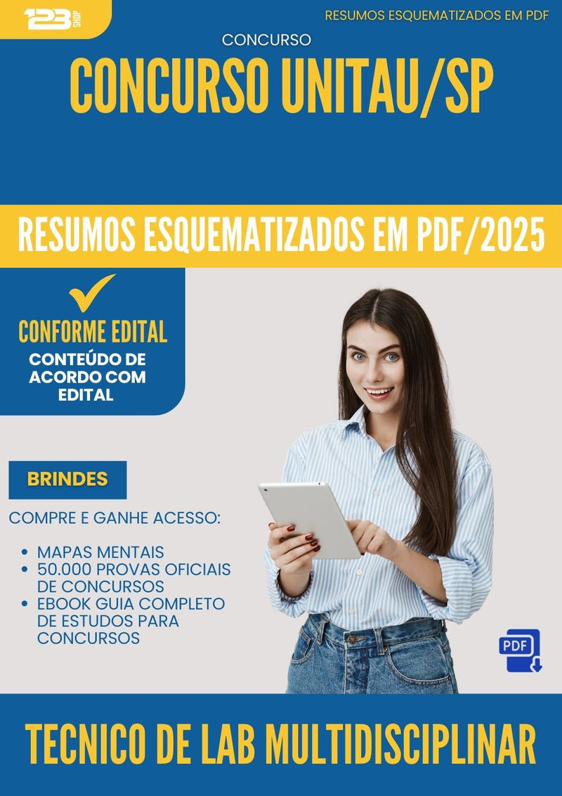 Resumos Esquematizados para Concurso Tecnico De Laboratorio Multidisciplinar Unitau Sp 2025 - Conteúdo de Acordo com Edital