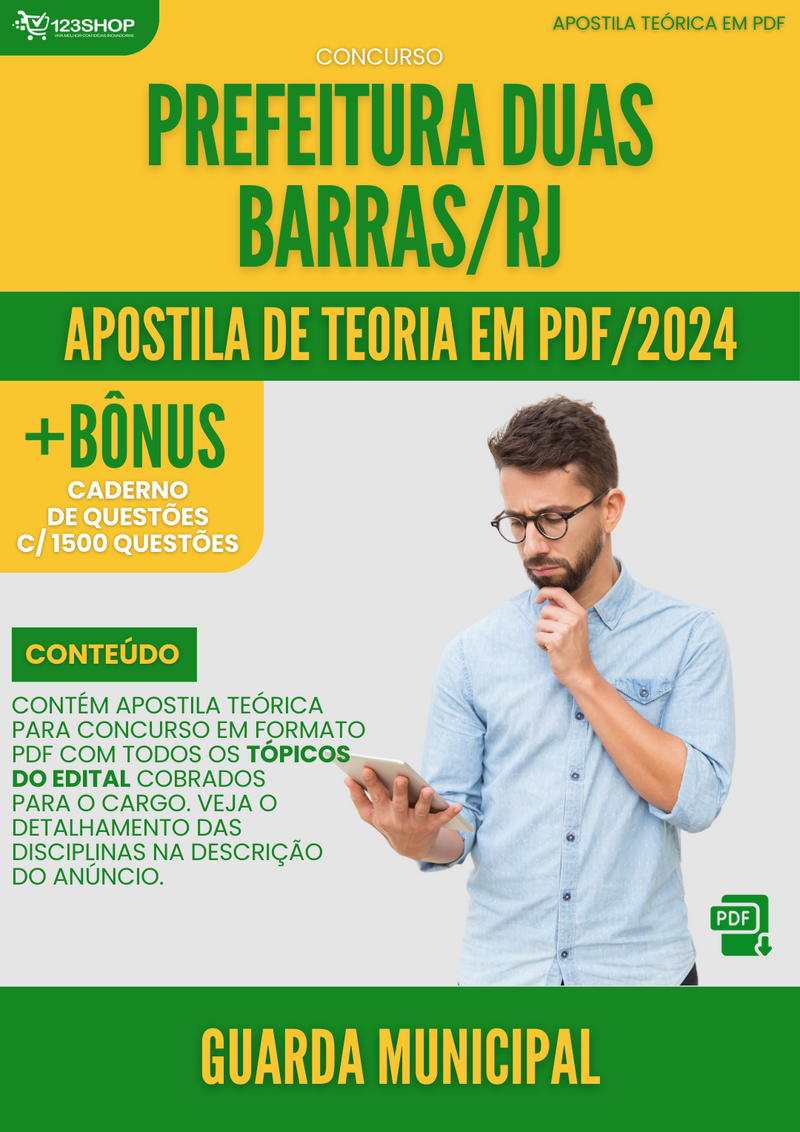 Apostila Teórica para Concurso Prefeitura Duas Barras RJ 2024 Guarda Municipal - Com Caderno de Questões | loja123shop