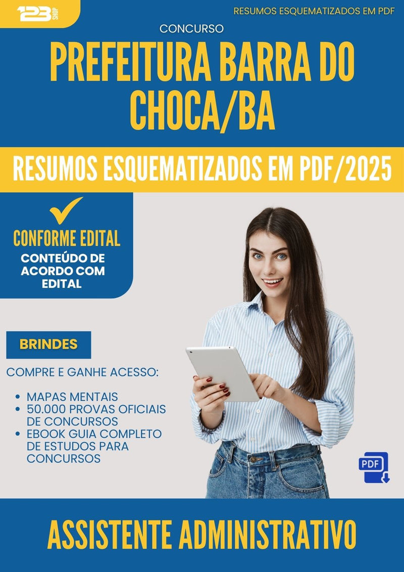 Resumos Esquematizados para Concurso Assistente Administrativo da Prefeitura Barra Do Choca Ba 2025 - Conteúdo de Acordo com Edital