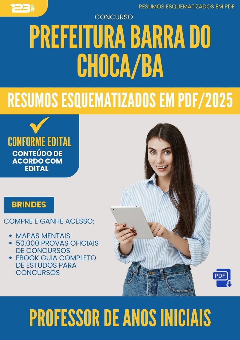 Resumos Esquematizados para Concurso Professor De Anos Iniciais da Prefeitura Barra Do Choca Ba 2025 - Conteúdo de Acordo com Edital