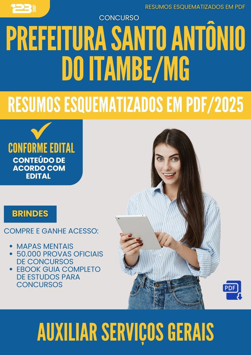 Resumos Esquematizados para Concurso Auxiliar Servicos Gerais Santo Antonio Do da Prefeitura Itambe Mg 2025 - Conteúdo de Acordo com Edital