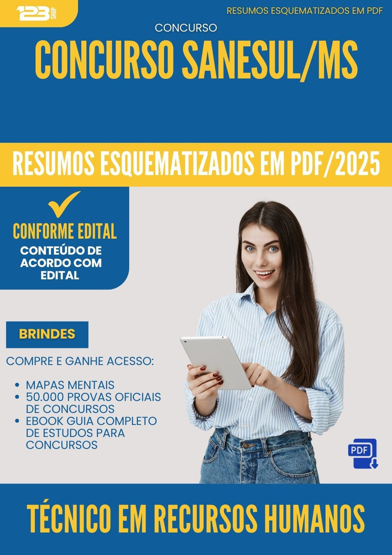 Resumos Esquematizados para Concurso Tecnico Em Recursos Humanos Sanesul Ms 2025 - Conteúdo de Acordo com Edital