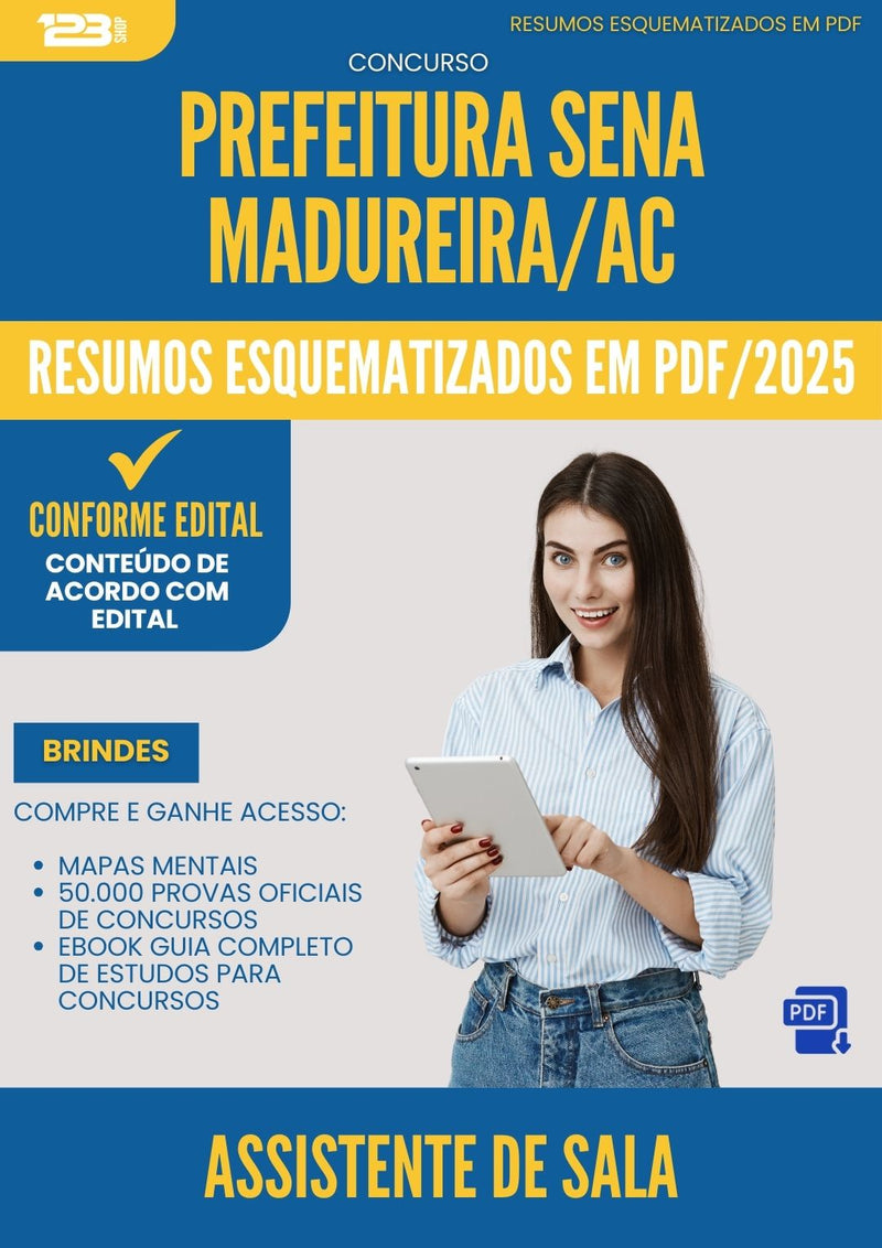 Resumos Esquematizados para Concurso Assistente De Sala da Prefeitura Sena Madureira Ac 2025 - Conteúdo de Acordo com Edital