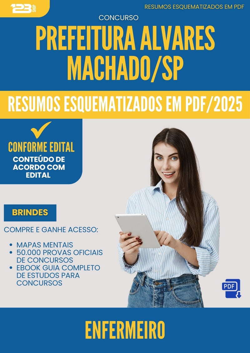 Resumos Esquematizados para Concurso Enfermeiro da Prefeitura Alvares Machado Sp 2025 - Conteúdo de Acordo com Edital