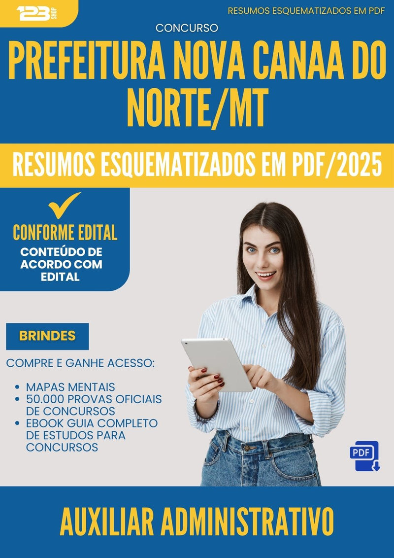 Resumos Esquematizados para Concurso Auxiliar Administrativo Nova da Prefeitura Canaa Do Norte Mt 2025 - Conteúdo de Acordo com Edital