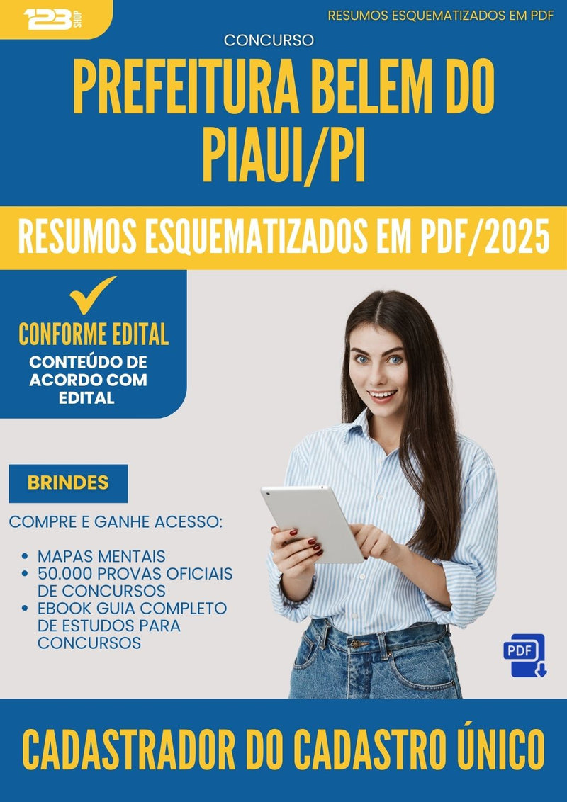 Resumos Esquematizados para Concurso Cadastrador Do Cadastro Unico da Prefeitura Belem Do Piaui Pi 2025 - Conteúdo de Acordo com Edital