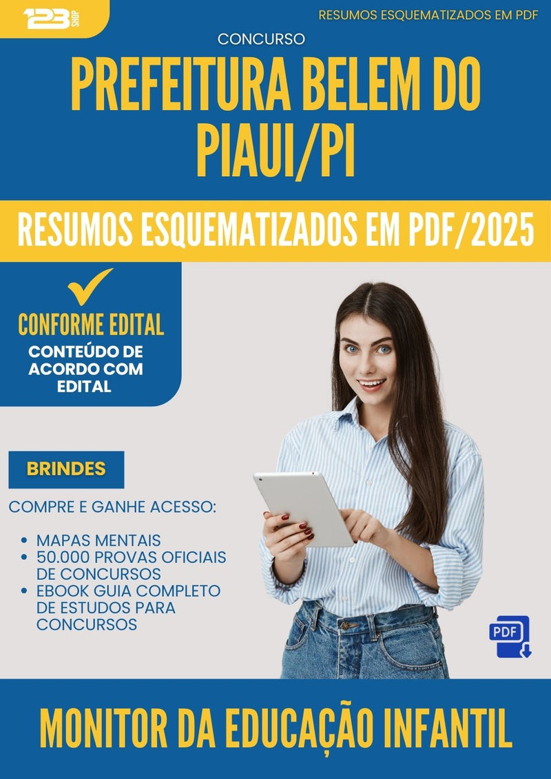 Resumos Esquematizados para Concurso Monitor Da Educacao Infantil da Prefeitura Belem Do Piaui Pi 2025 - Conteúdo de Acordo com Edital