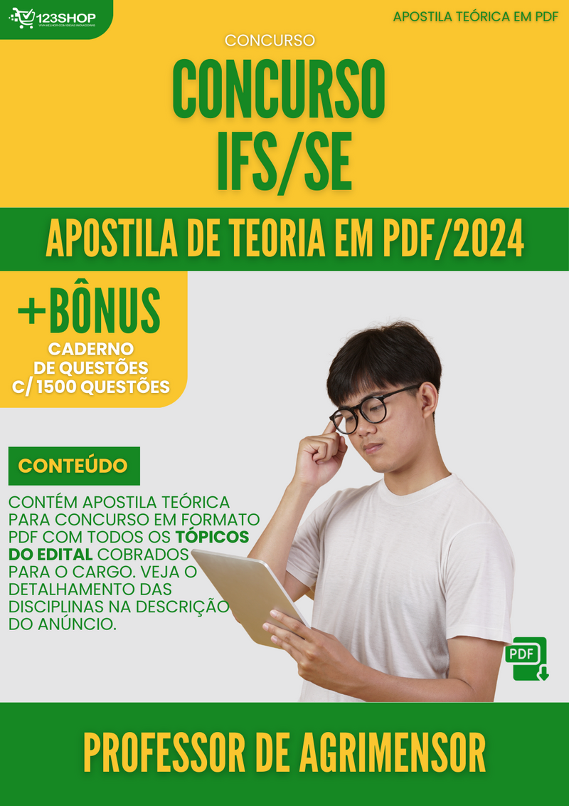Apostila Teórica para Concurso IFS SE 2024 Professor de Agrimensor - Com Caderno de Questões | loja123shop
