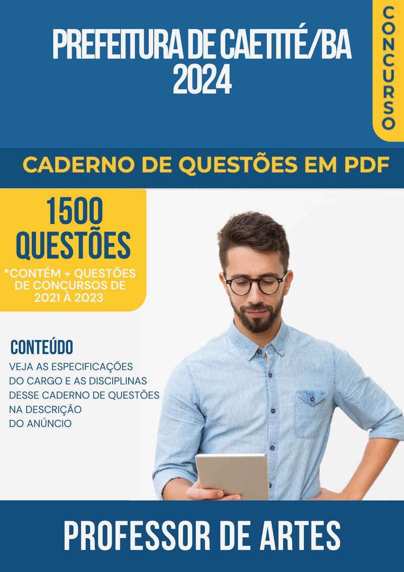 Apostila de Questões para Prefeitura Caetité/BA 2024 Professor de Artes - Mais de 1.500 Questões Gabaritadas | loja123shop