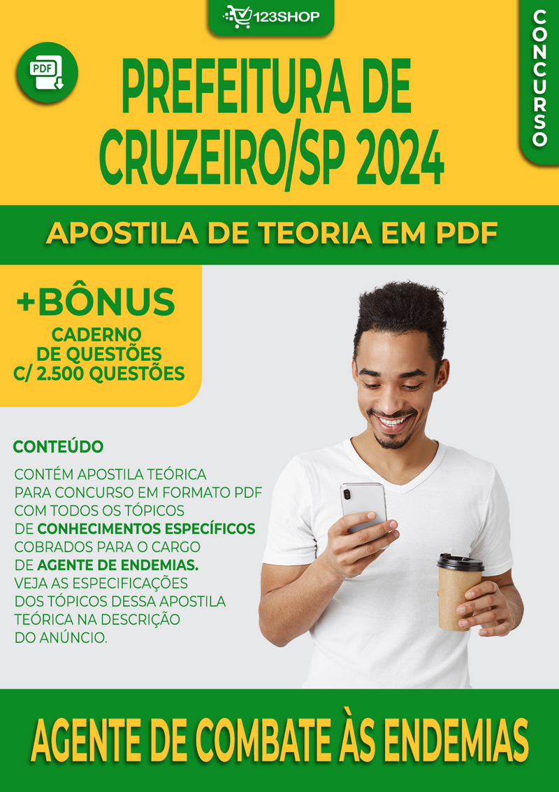 Apostila Teórica de Conhecimentos Específicos para Concurso de Agente de Combate às Endemias da Prefeitura de Cruzeiro/SP 2024 | loja123shop