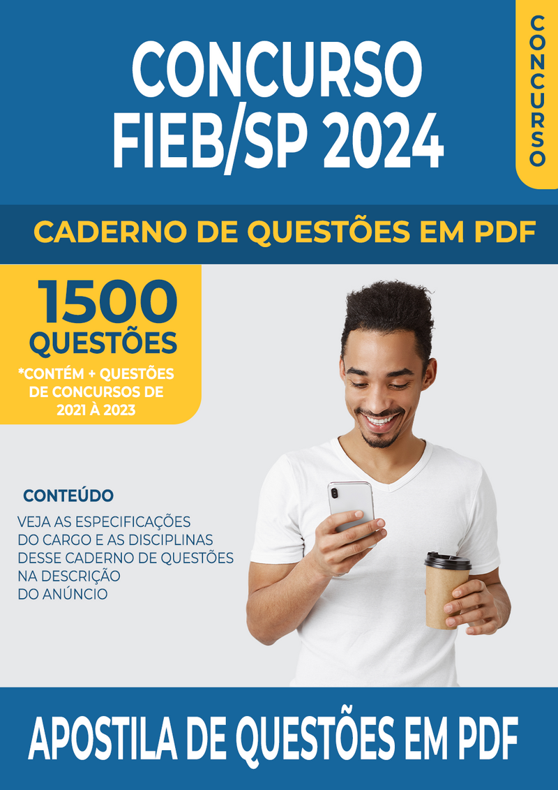 Apostila de Questões para Concurso da Fieb/SP 2024 para Professor de Inglês - Mais de 1.500 Questões Gabaritadas | loja123shop