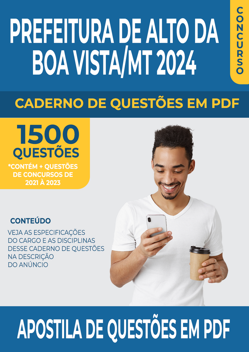 Apostila de Questões para Concurso da Prefeitura de Alto da Boa Vista/MT 2024 para Professor Polivalente - Mais de 1.500 Questões Gabaritadas | loja123shop