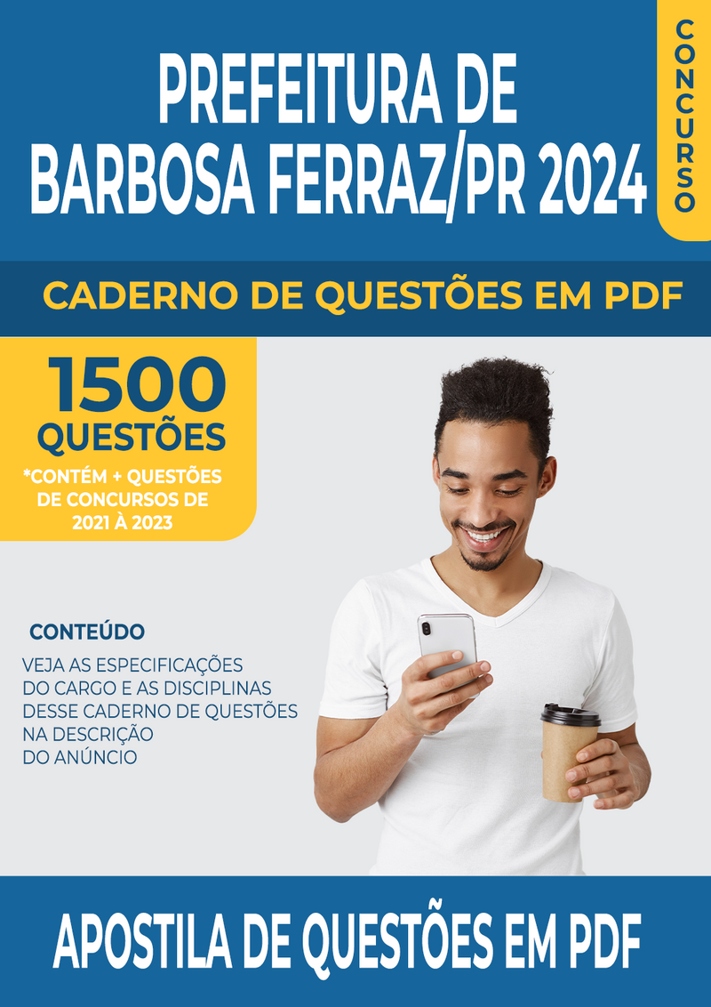 Apostila de Questões para Concurso da Prefeitura de Barbosa Ferraz/PR 2024 para Professor de Artes Plásticas - Mais de 1.500 Questões Gabaritadas | loja123shop