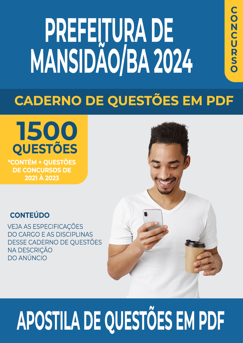 Apostila de Questões para Concurso da Prefeitura de Mansidão/BA 2024 para Monitor de Escola - Mais de 1.500 Questões Gabaritadas | loja123shop