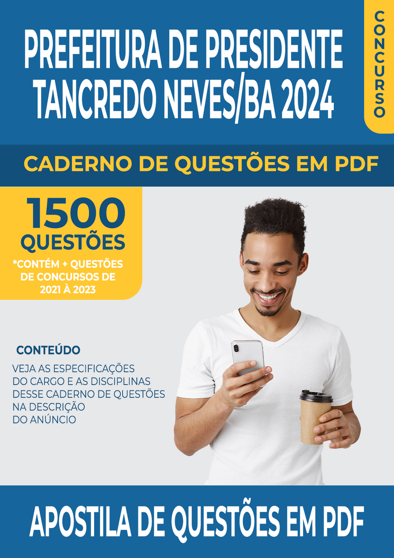 Apostila de Questões para Concurso da Prefeitura de Presidente Tancredo Neves/BA 2024 para Professor de Física - Mais de 1.500 Questões Gabaritadas | loja123shop